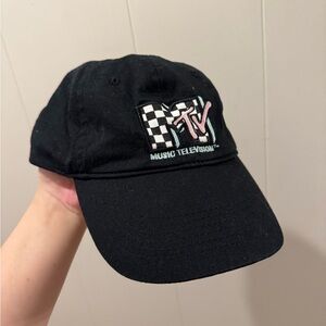 MTV Music Television Checkered Logo Hat Black Dad Cap 90s Retro